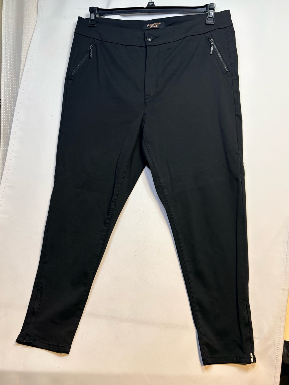Melissa McCarthy Black Stretch Zip-Pocket Ankle Chinos size 18 ankle zip